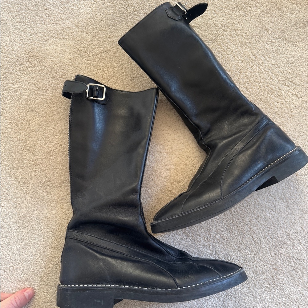 Sigerson Morrison Zip Up Buckle Line Stitched Boots 7.5